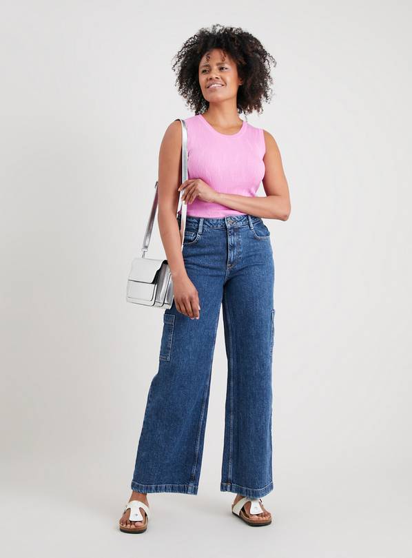 Wide leg best sale dark denim jeans